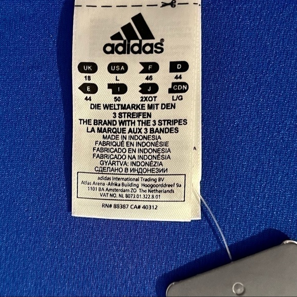 Adidas Women’s Blue Training V-neck 3 Stripe Pullover Shirt New With Tags Large - Picture 4 of 5